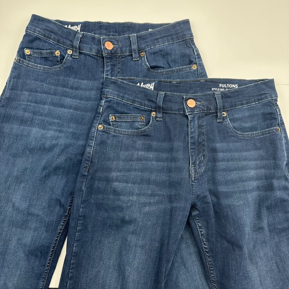 Lot 2 Mugsy Fultons Dark Wash Blue Stretch Slim Jeans Mens 30x32 FLX3NFU